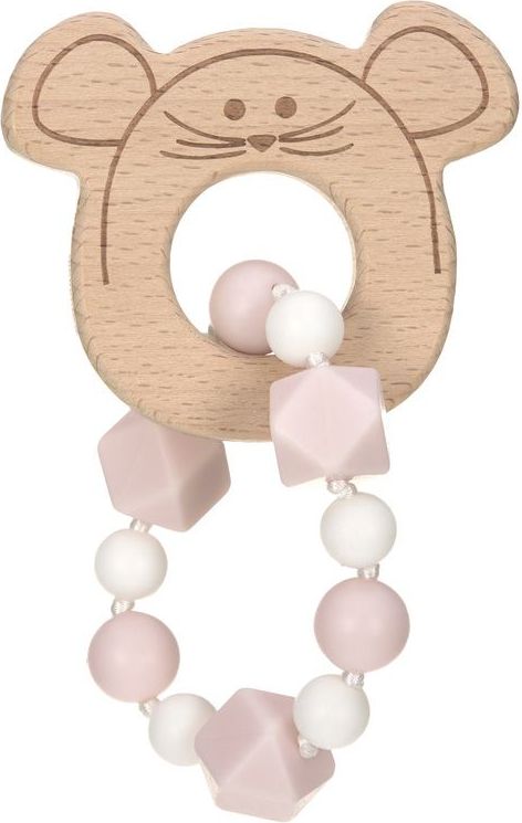 Lässig 4babies Kousátko Bracelet Wood/Silicone Little Chums mouse - obrázek 1