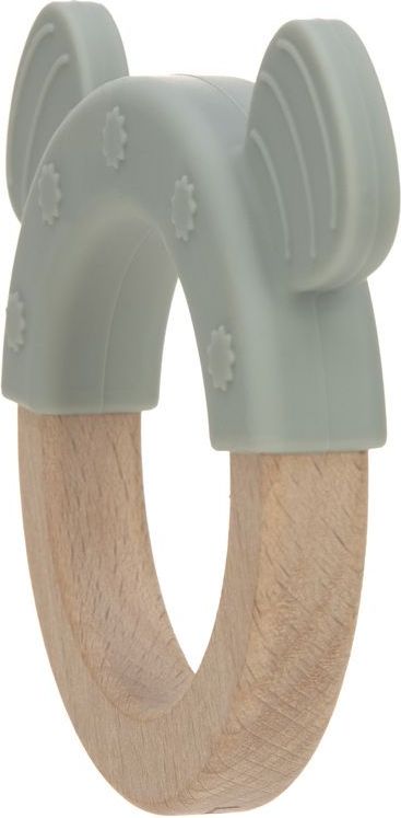 Lässig 4babies Kousátko Ring Wood/Silicone Little Chums cat - obrázek 2