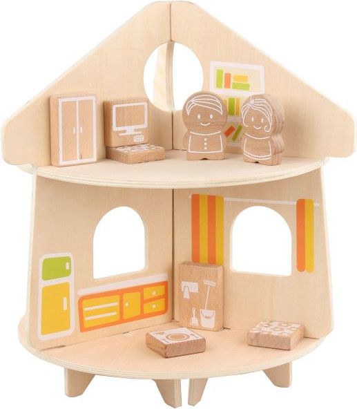 Dřevěná hračka Lucy&Leo Round Doll House - obrázek 1
