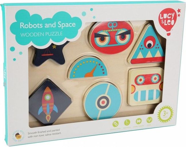 Dřevěné puzzle Lucy&Leo Robots and Space - obrázek 2