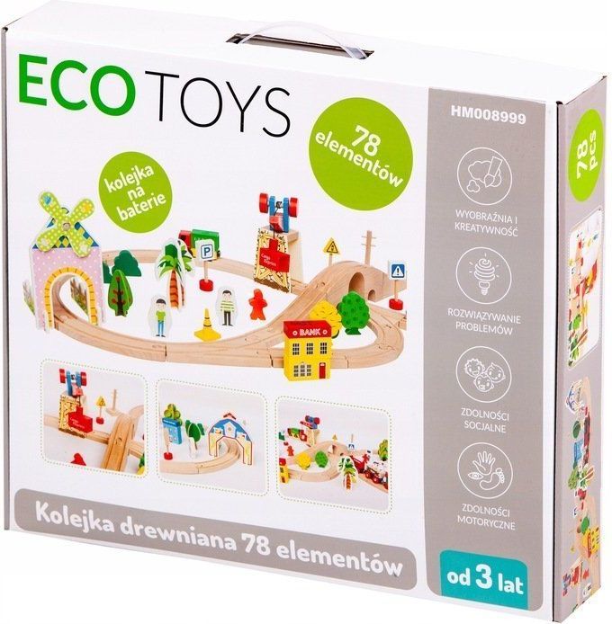 Eco Toys Dřevěná vláčkodráha 78 ks EcoToys - obrázek 2