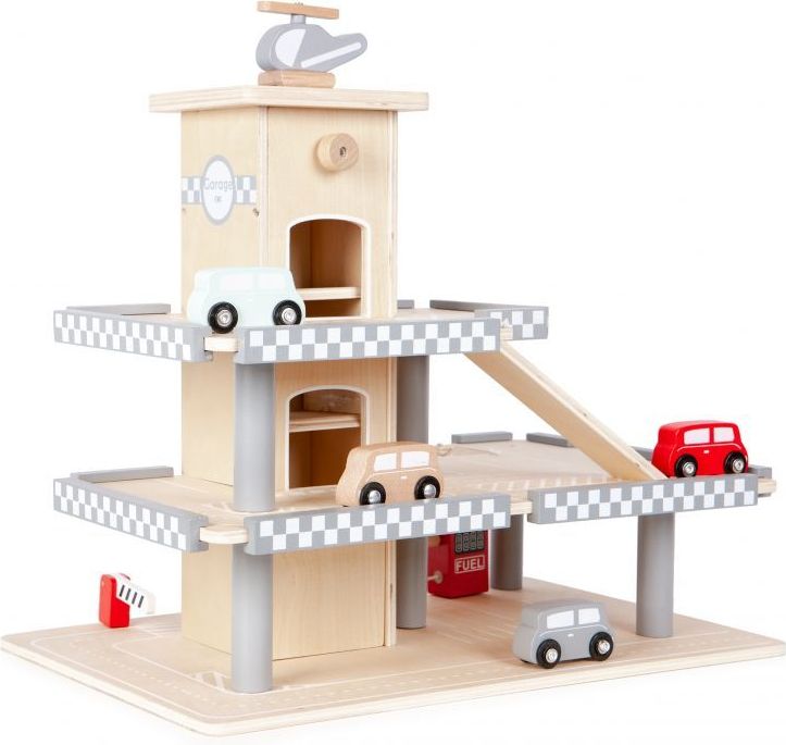 Dřevěná parkovací garáž s výtahem a příslušenstvím Eco Toys - obrázek 1