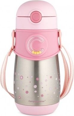 Termoláhev se silikonovou slámkou 300 ml Canpol Pink 2019 - obrázek 1