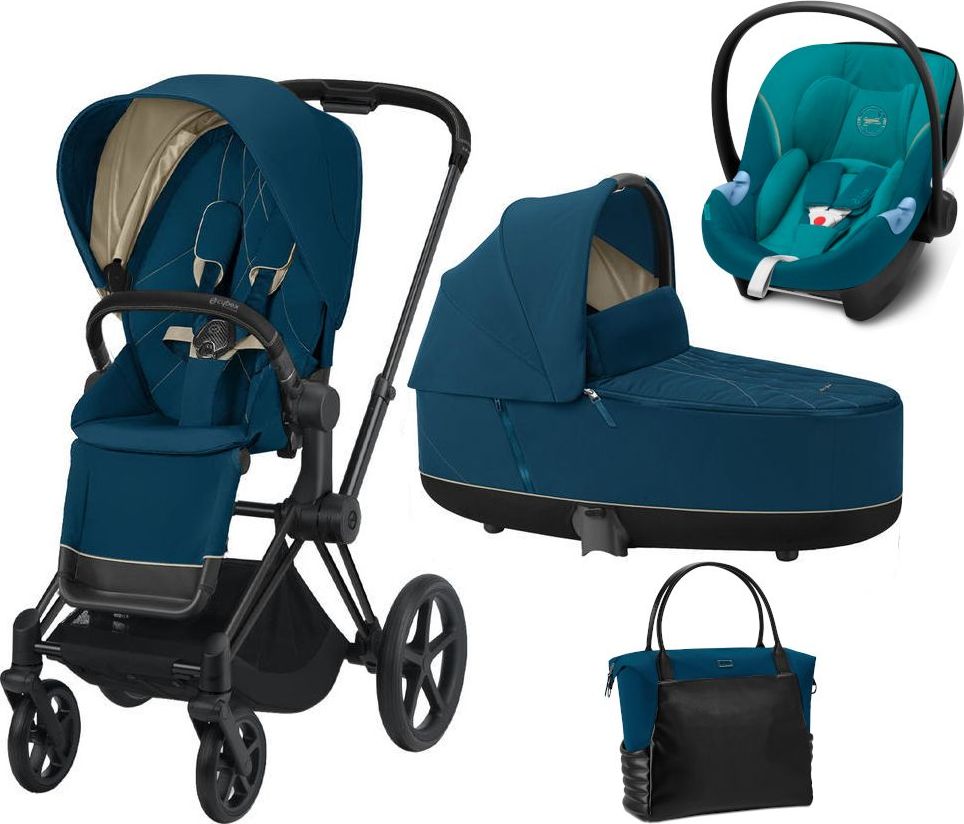 Cybex Kočárek Set 3v1 Priam 2021 Podvozek Matt Black + Seat Pack + Lux + Aton M I-Size + Taška - obrázek 1