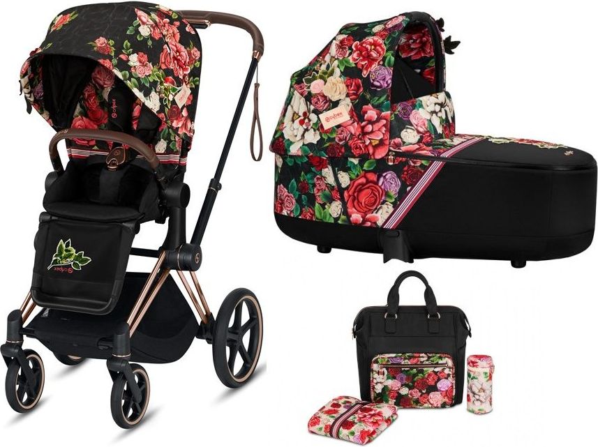 Cybex Kočárek Set 2v1 Priam Spring Blossom 2021 Podvozek Rosegold + Seat Pack + Lux + Taška - obrázek 1
