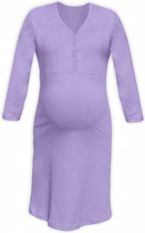 Těhotenská, kojící noční košile PAVLA 3/4 - lila, Velikosti těh. moda S/M - obrázek 1