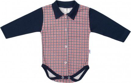 Kojenecké celorozepínací Polo body New Baby Checkered modré, Modrá, 62 (3-6m) - obrázek 1