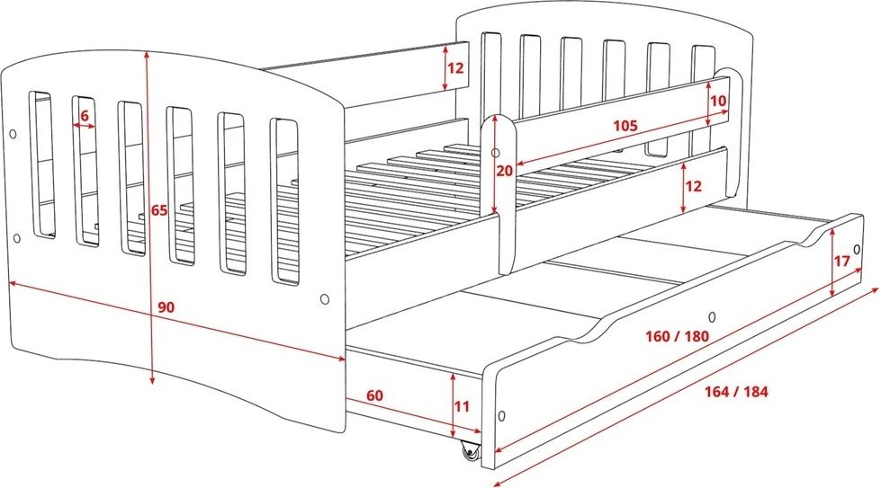 Dětská postel Ourbaby Classic Beech 180x80 cm - obrázek 3