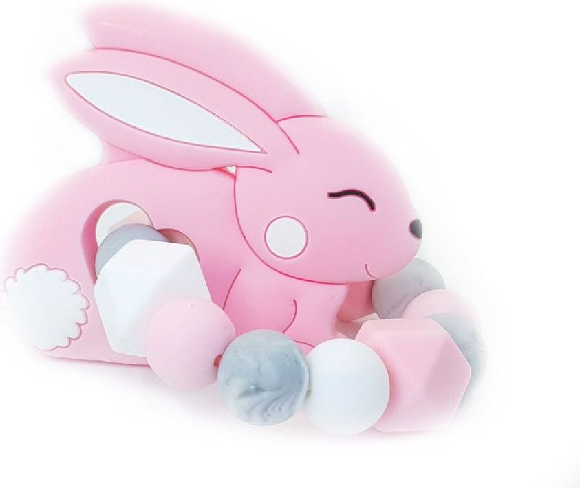 KidPro Silikonové kousátko: Zajíček růžový - obrázek 1