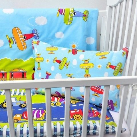 Stanex Dětské ložní povlečení bavlněné letadýlka (LS324) Dětské ložní povlečení 135x95 + 40x60 - (LS324) - obrázek 1