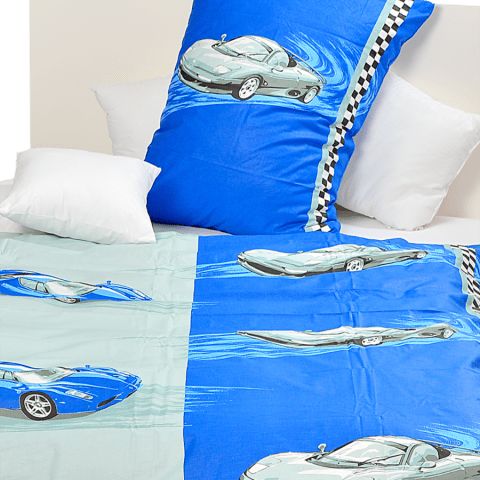 Stanex Dětské ložní povlečení bavlněné auta modrá (LS122) Ložní povlečení 140x200 + 90x70 - (LS122) - obrázek 1