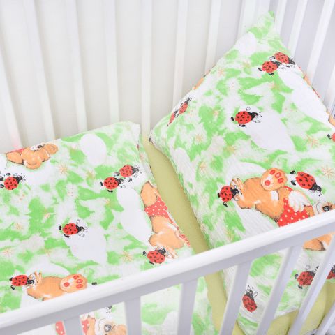 Stanex Dětské ložní povlečení krepové berušky zelené (LS305) Dětské ložní povlečení 135x90 + 40x60 - (LS305) - obrázek 1