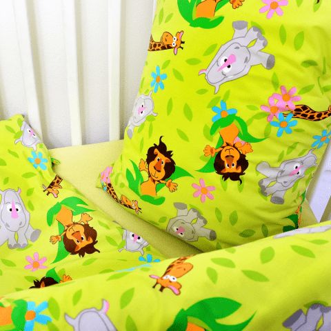 Stanex Dětské ložní povlečení krepové safari zelené (LS313) Dětské ložní povlečení 135x90 + 40x60 - (LS313) - obrázek 1