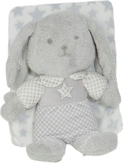 Interbaby Deka hvězda s králíčkem 80×110 šedá - obrázek 1