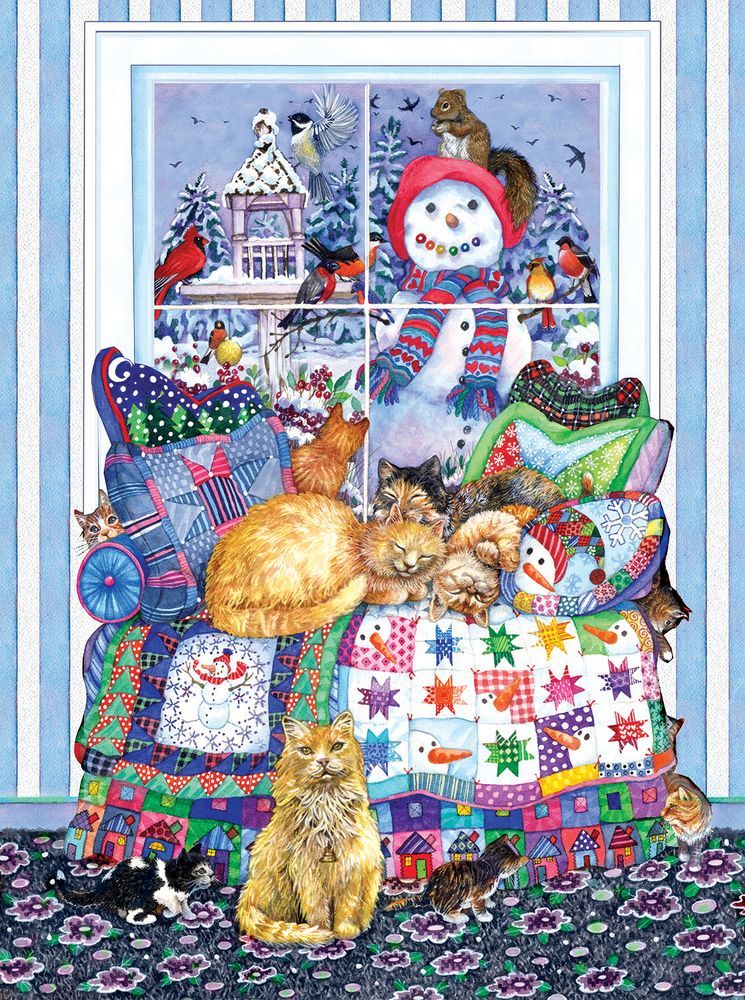 SunsOut Puzzle 500 dílků Wendy Edelson - Winter Quilt - obrázek 1