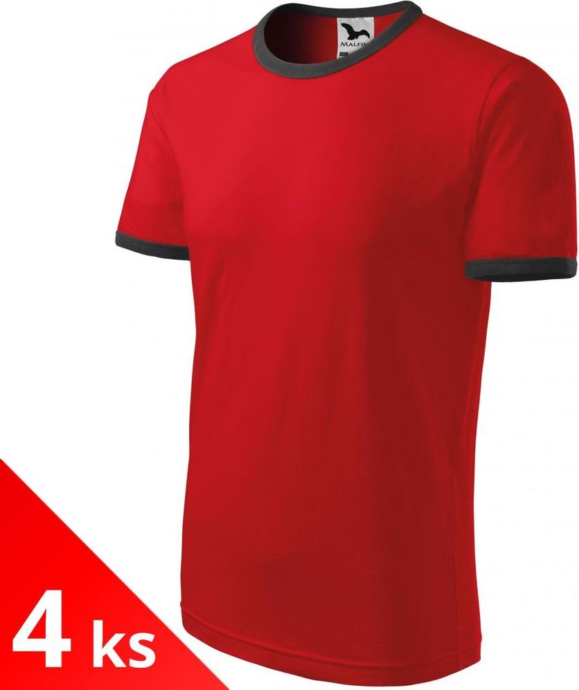 Malfini 4x Červené Dětské tričko kontrastní - obrázek 1
