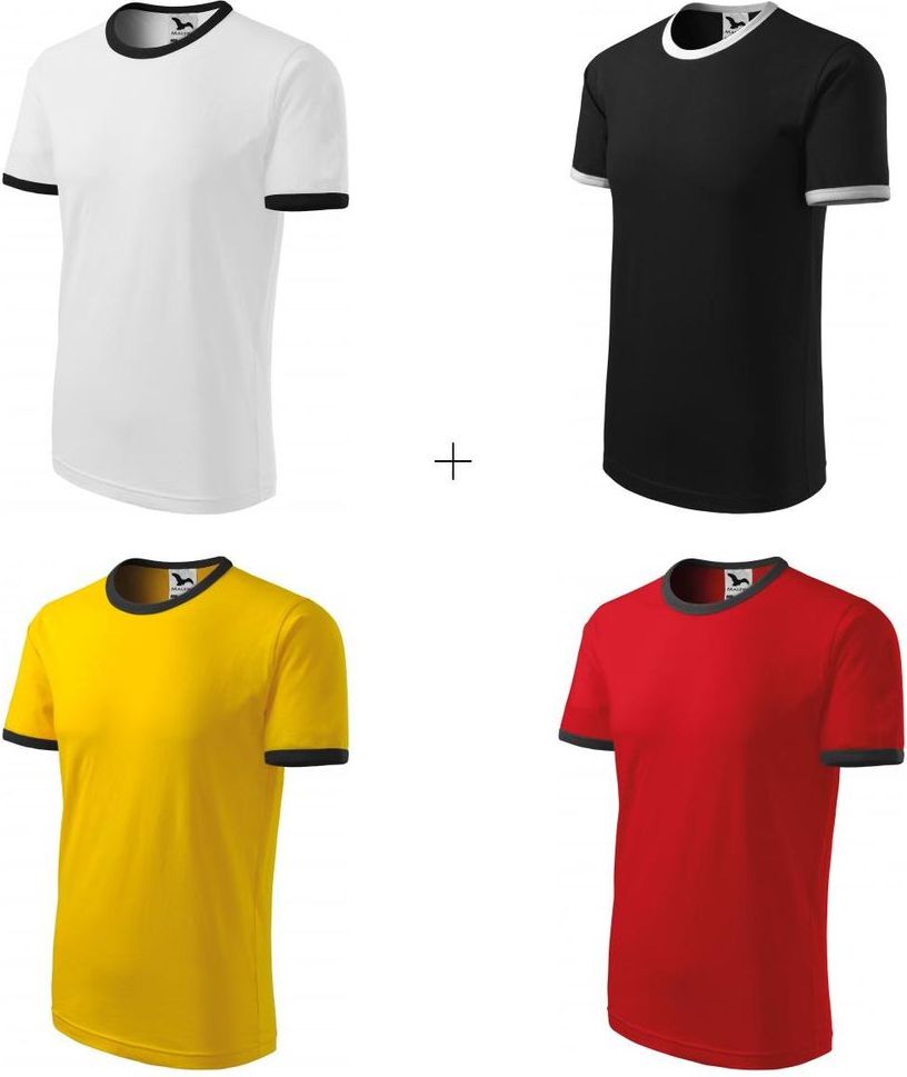 Malfini 4x Dětské tričko kontrastní (Bílé + Černé + Žluté + Červené) - obrázek 1