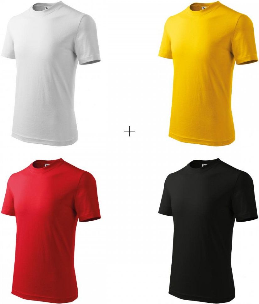 Malfini 4x Dětské tričko klasické (Bílé + Žluté + Červené + Černé) - obrázek 1