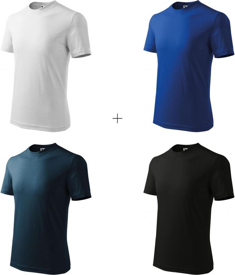 Malfini 4x Dětské tričko klasické (Bílé + Královsky modré + Tmavomodré + Černé) - obrázek 1