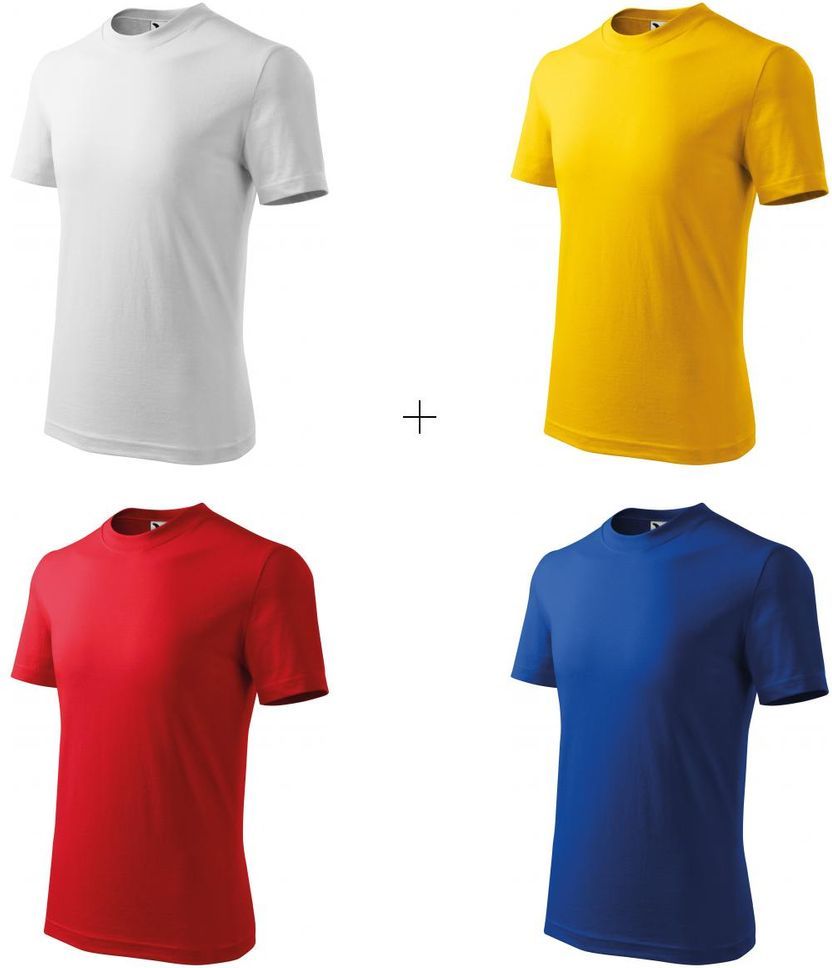 Malfini 4x Dětské tričko klasické (Bílé + Žluté + Červené + Královsky modré) - obrázek 1