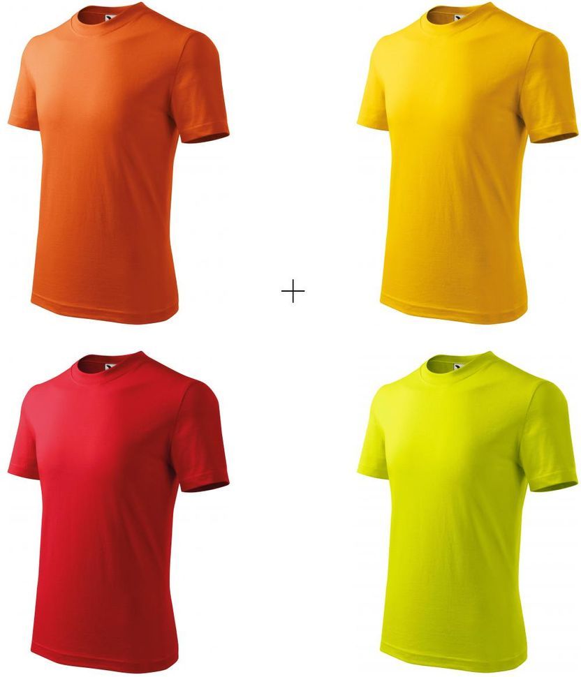 Malfini 4x Dětské tričko jednoduché (Oranžové + Žluté + Červené + Limetkové) - obrázek 1