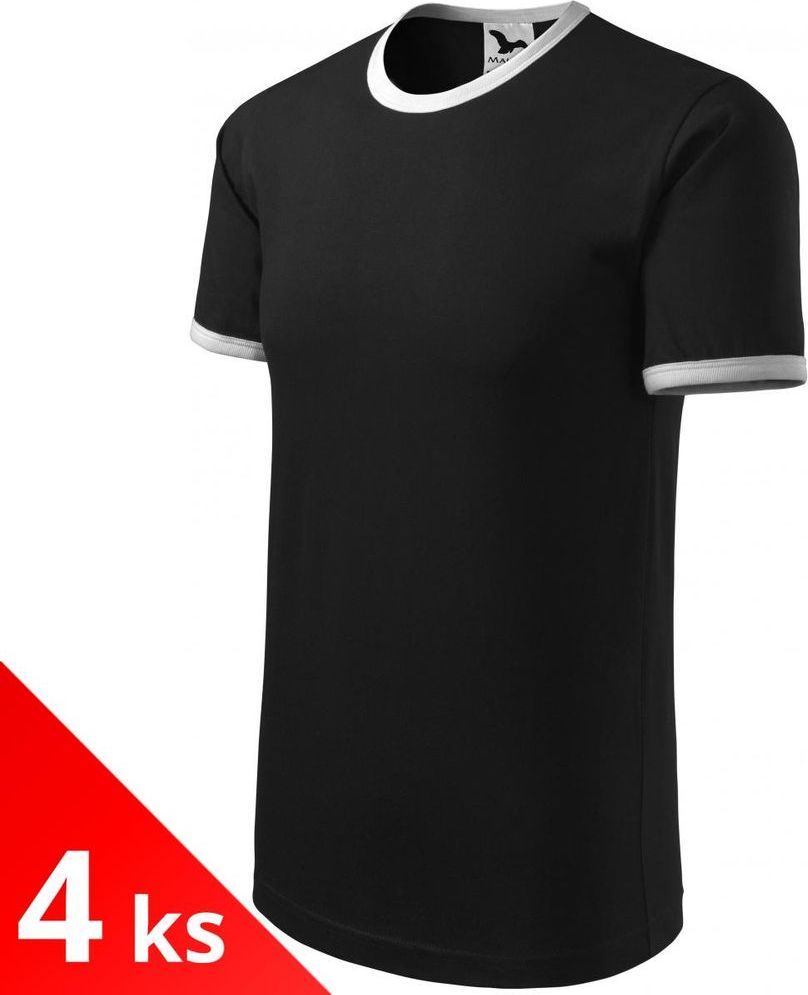 Malfini 4x Černé Dětské tričko kontrastní - obrázek 1