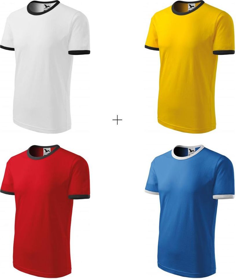 Malfini 4x Dětské tričko kontrastní (Bílé + Žluté + Červené + Světlemodré) - obrázek 1