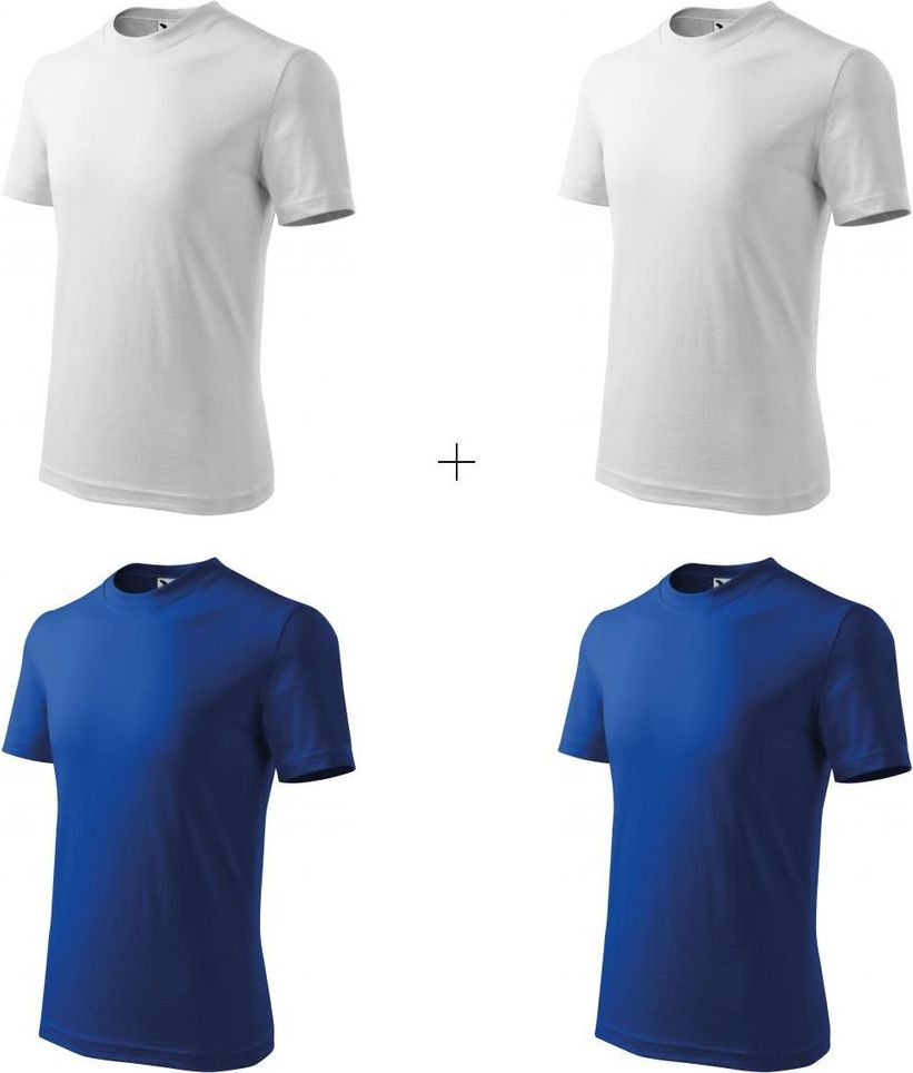 Malfini 4x Dětské tričko klasické (Bílé + Bílé + Královsky modré + Královsky modré) - obrázek 1