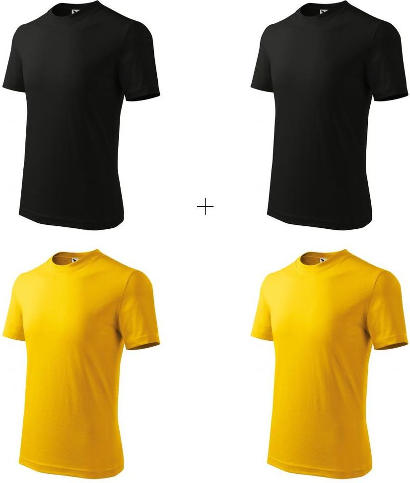 Malfini 4x Dětské tričko klasické (Černé + Černé + Žluté + Žluté) - obrázek 1