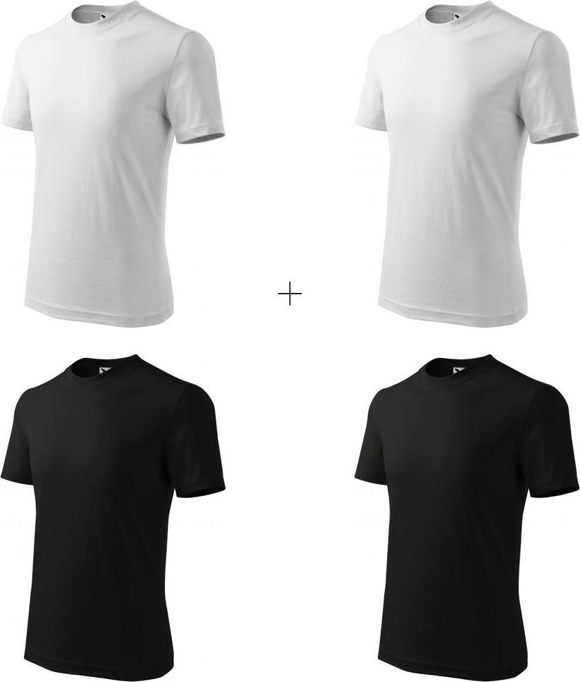 Malfini 4x Dětské tričko klasické (Bílé + Bílé + Černé + Černé) - obrázek 1