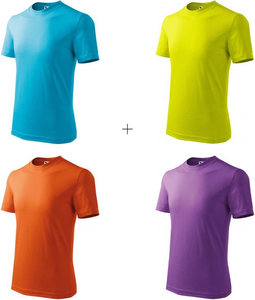 Malfini 4x Dětské tričko jednoduché (Tyrkysové + Limetkové + Oranžové + Fialové) - obrázek 1