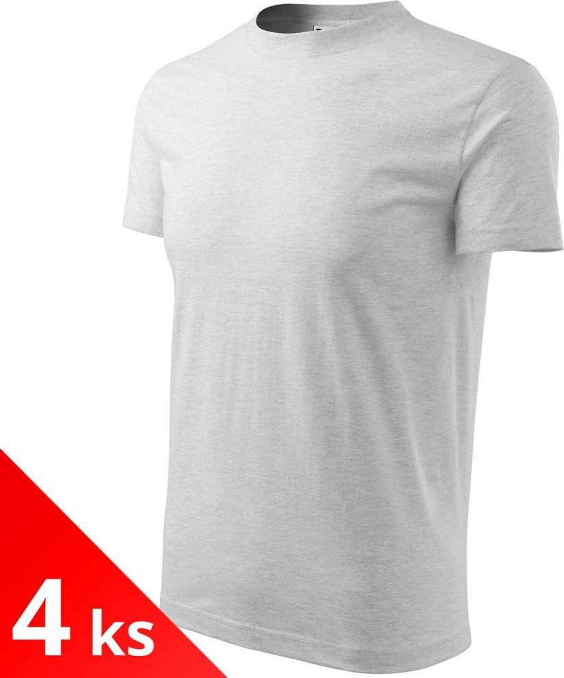 Malfini 4x Světlešedé melírové Dětské tričko jednoduché - obrázek 1