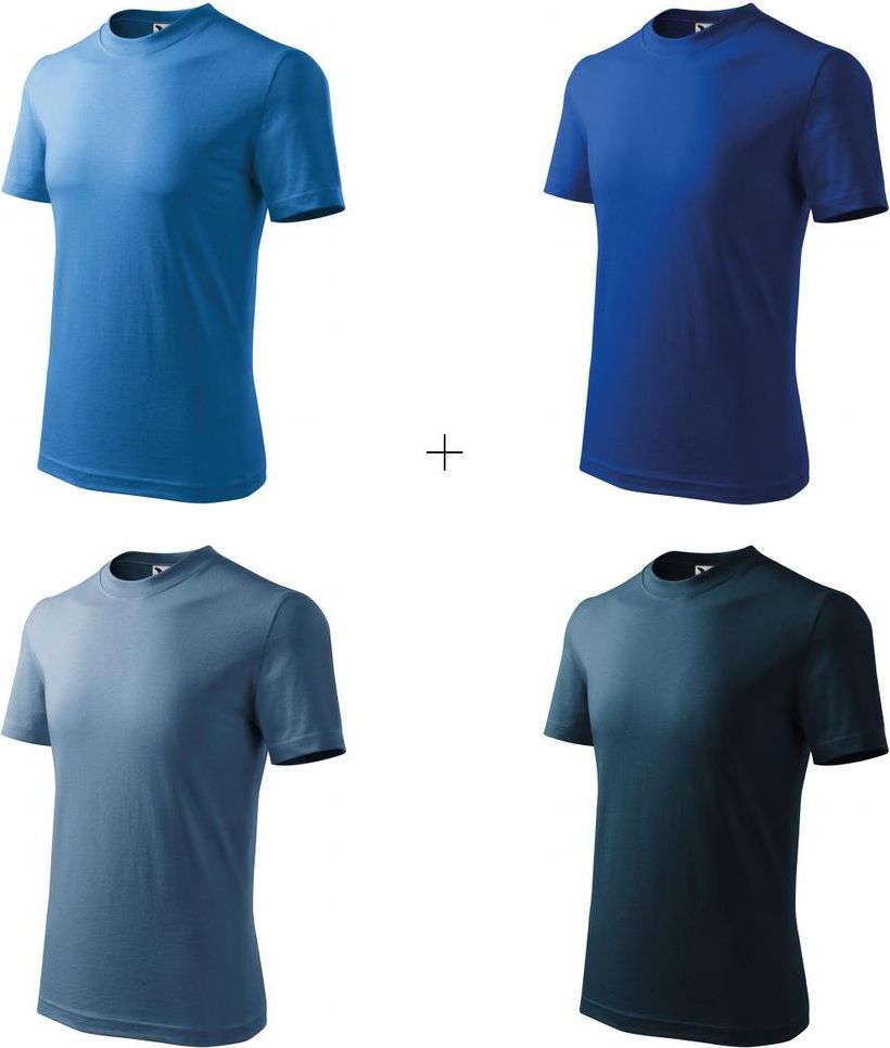 Malfini 4x Dětské tričko jednoduché (Světlemodré + Královsky modré + Denim + Tmavomodré) - obrázek 1