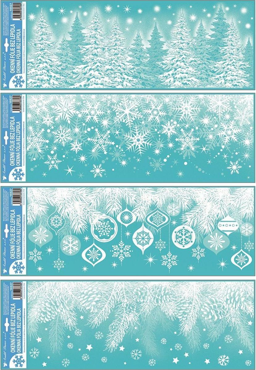 Okenní fólie s glitrem 60 x 21 cm - Větve se šiškami - obrázek 1