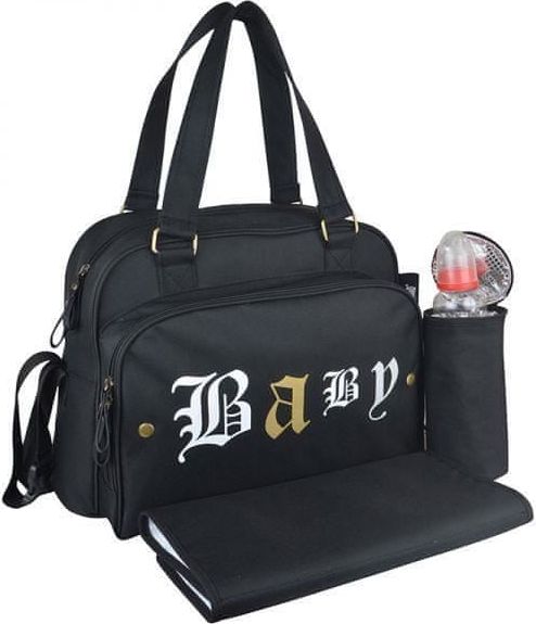 Baby On Board střední tašková sada na dětské potřeby - černá s nápisem - obrázek 1