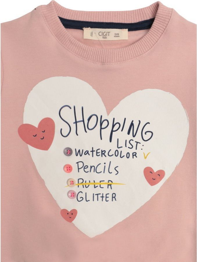 Dívčí mikina z přírodní bavlny Shopping list Cigit Kids Velikost: 80 (6-12m) - obrázek 3