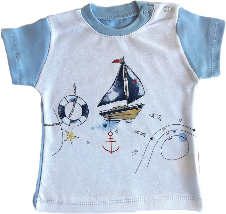 BejbyMy Chlapecké tričko s krátkým rukávem Sailor Velikost: 80 (6-12m) - obrázek 1