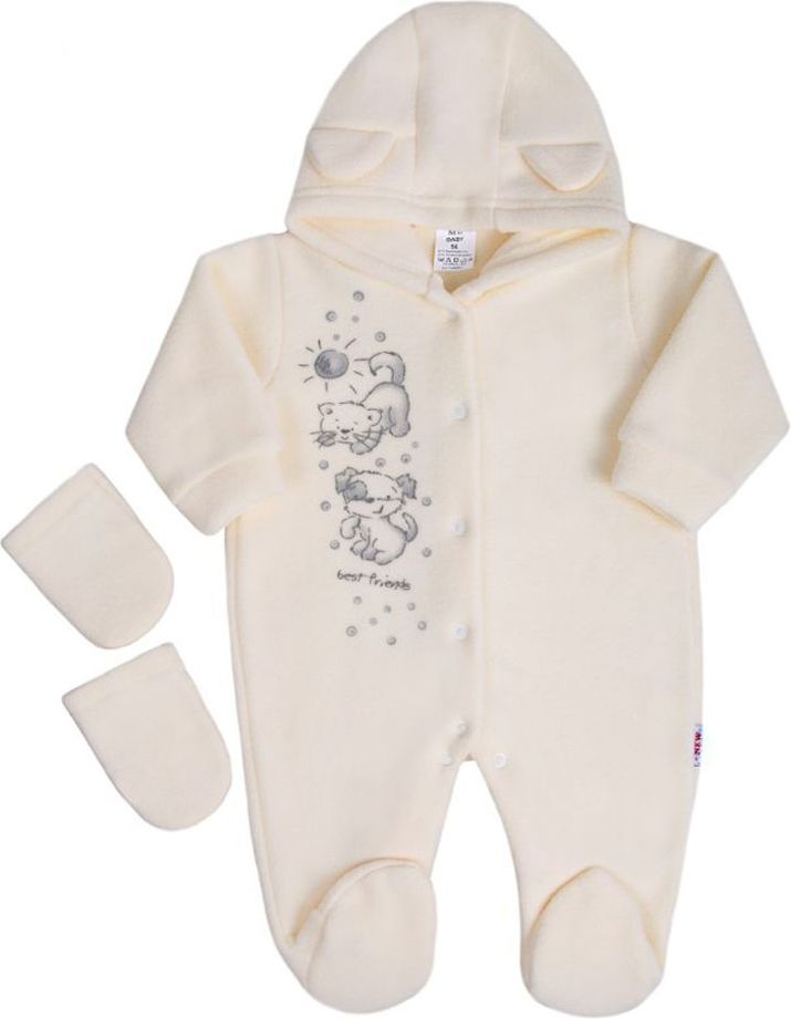 Baby Mix Fleecový overal New Baby Kamarádi smetanový - 68 (4-6m) - obrázek 1