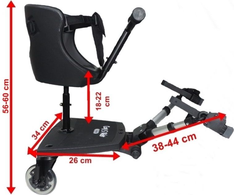 Přídavná deska ke kočárku se sedátkem a řidítky Eichhorn Cozy S Rider - obrázek 2