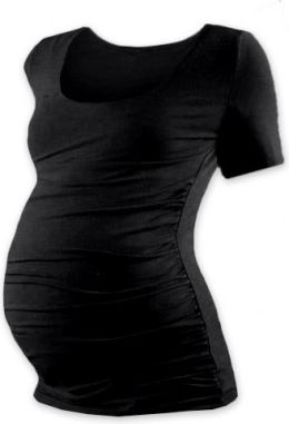 Těhotenské triko krátký rukáv JOHANKA - černá , Velikosti těh. moda S/M - obrázek 1
