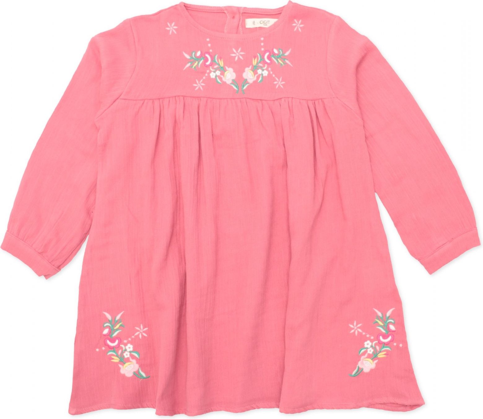 Stylové holčičí šaty s vyšitými květy Cigit Kids --4 - obrázek 5