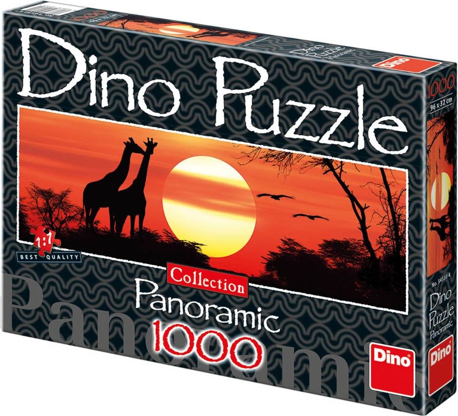 Dino Puzzle Panoramic Žirafy při západu slunce 1000 dílků - obrázek 1