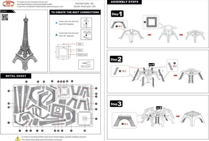 METAL EARTH 3D puzzle Eiffelova věž (ICONX) - obrázek 3