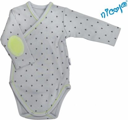 Kojenecké body Nicol dlouhý rukáv - zapínání bokem, Boy - šedé - obrázek 1