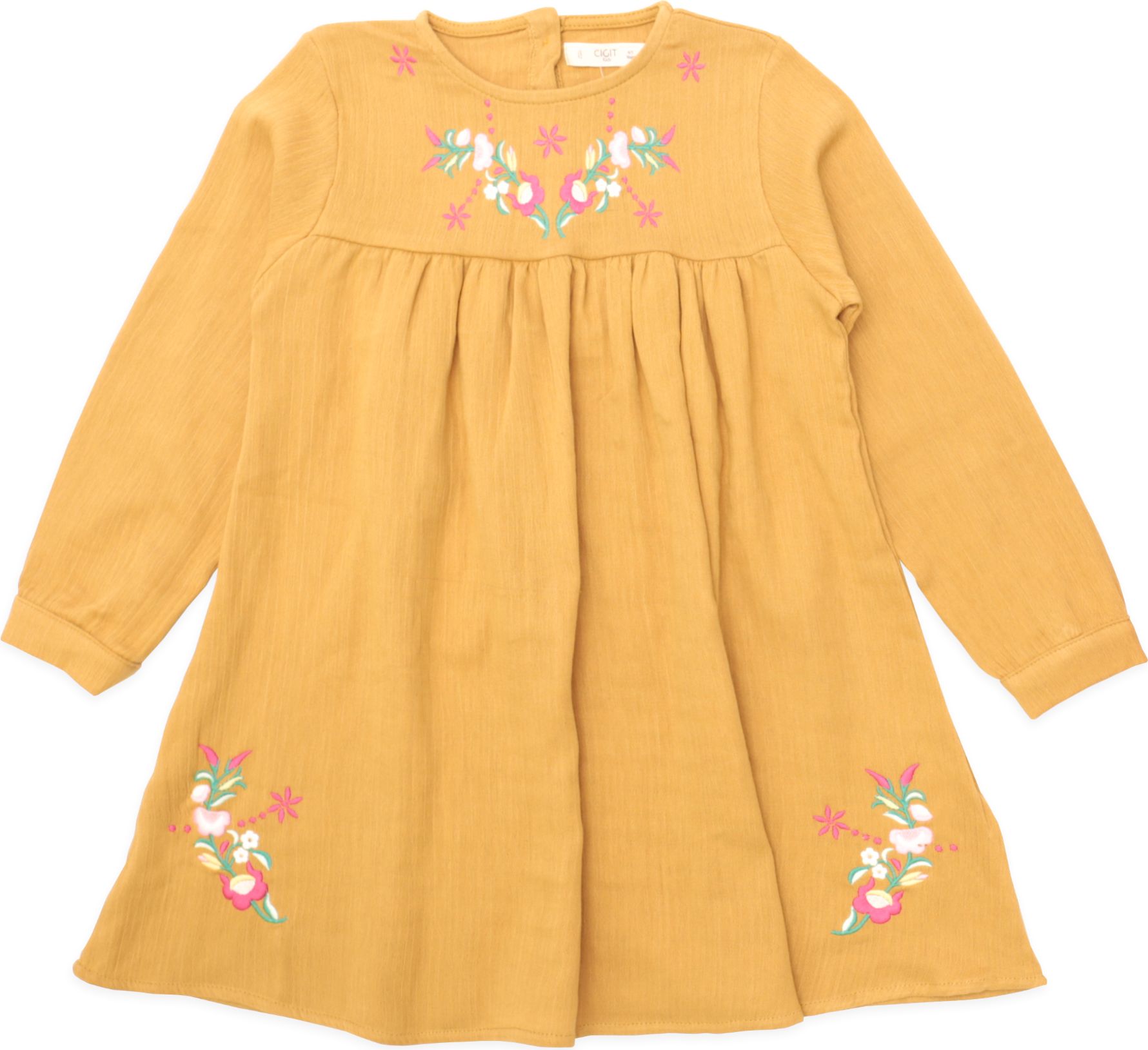 Stylové dívčí mušelínové šaty s vyšitými květy Cigit Kids Velikost: 116 (5-6 let) - obrázek 1