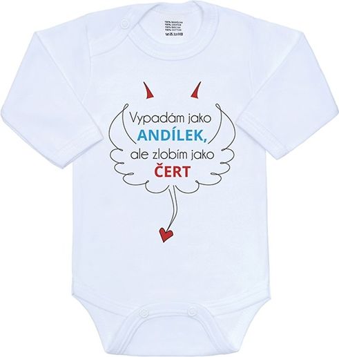 Body s potiskem New Baby Vypadám jako ANDÍLEK, ale zlobím jako ČERT - 56 (0-3m) - obrázek 1