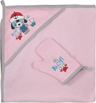 Dětská osuška s žínkou Koala Ahoy! růžová, Růžová - obrázek 1