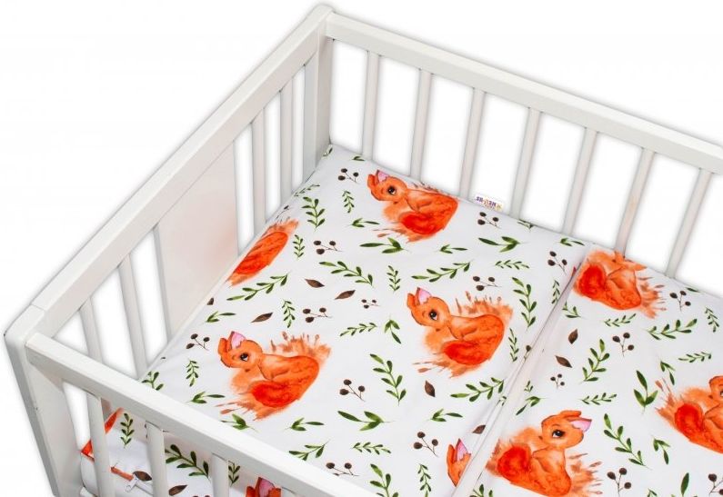 Baby Nellys 2 - dílné bavlněné povlečení - Veverka, bílé - obrázek 4