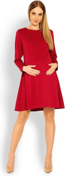 Be MaaMaa Elegantní volné těhotenské šaty dl. rukáv - bordo,červené, L/XL - obrázek 7
