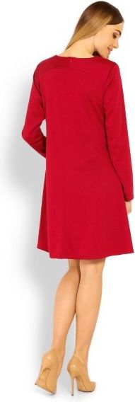 Be MaaMaa Elegantní volné těhotenské šaty dl. rukáv - bordo,červené, L/XL - obrázek 8